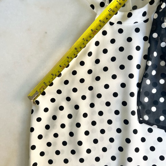 Zara Polka Dot Tunic - White and Black Polka Dot, Attached Scarf Included - Picture 6 of 11